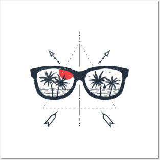 Sunglasses. Beach. Palms. Geometric Style Posters and Art